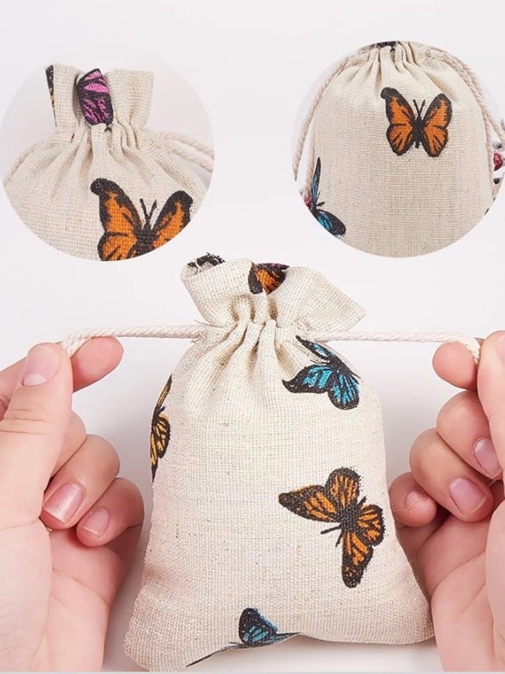 Butterfly Print Drawstring Bags - 25 Count - Picture 3 of 3